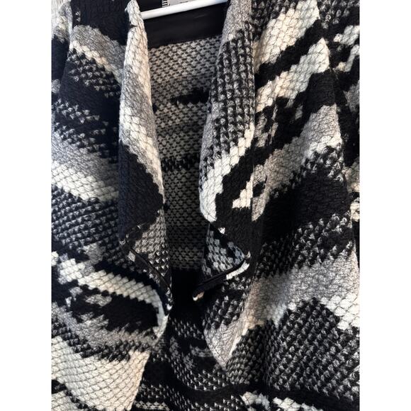 Anthropologie Guest Editor Wool Sweater Coat Womens S Black‎ White Aztec Cascade - Picture 5 of 9